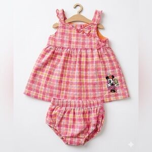 Disney Baby Minnie Mouse Plaid Dress & Bloomers Set, Embroidered